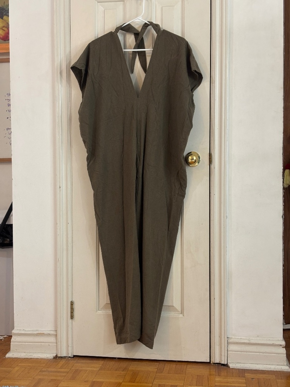 Baserange army green raw silk jumpsuit * accepting offers